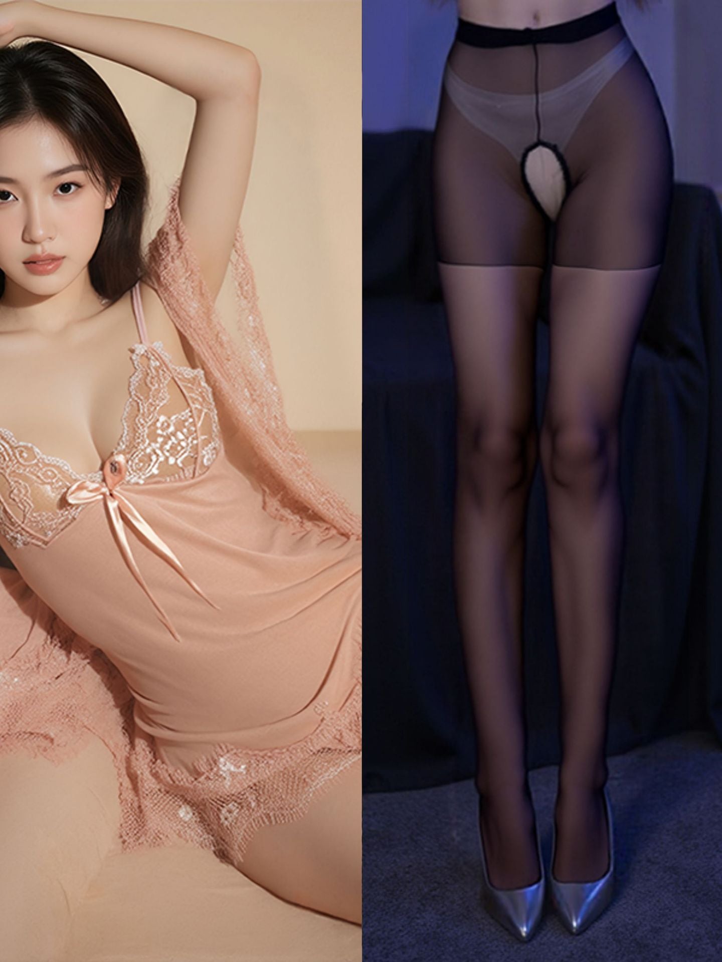 Image of plus size sexy pajamas extreme seduction see-through erotic lingerie sassy lace transparent nightdress passion sundress set